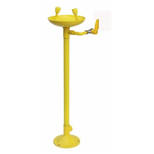 Yellow Vertical Emergency Eye Wash Station 360*330*1050mm With ABS Coating