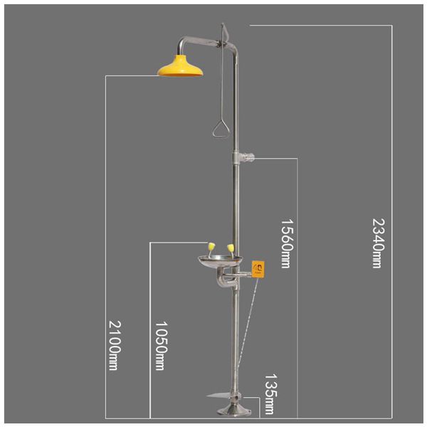 Foot Pedal Emergency Eye Wash Station , Stainless Steel Eyewash Shower