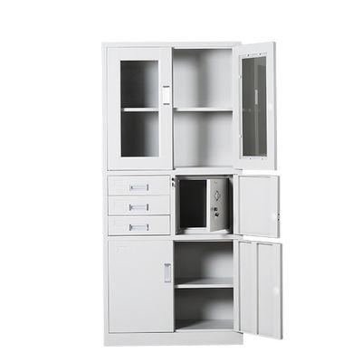 Commerical Steel File Cabinets 3 Drawers Glass Door Stainless Steel