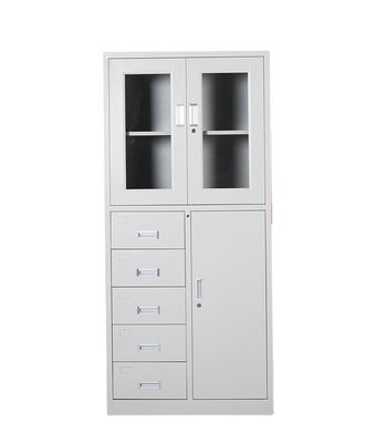 4 Door Q235 1.2mm Office File Storage Cabinets 5 Drawers Glass Door
