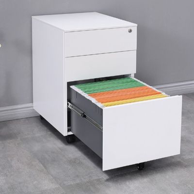 0.6mm White 3 Drawer Lateral File Cabinet With Lock Modern