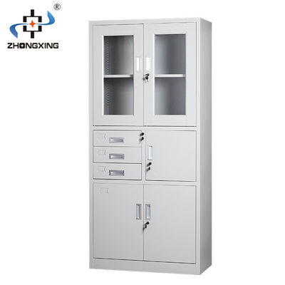 Commerical Steel File Cabinets 3 Drawers Glass Door Stainless Steel