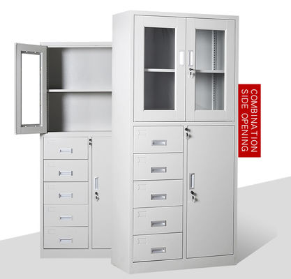 4 Door Q235 1.2mm Office File Storage Cabinets 5 Drawers Glass Door