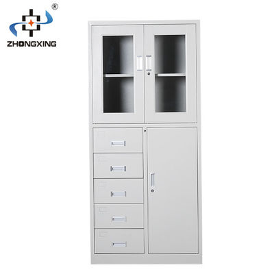 4 Door Q235 1.2mm Office File Storage Cabinets 5 Drawers Glass Door