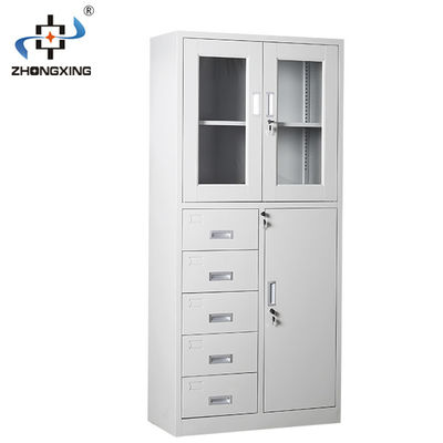 4 Door Q235 1.2mm Office File Storage Cabinets 5 Drawers Glass Door