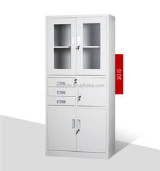 4 Door Q235 1.2mm Office File Storage Cabinets 5 Drawers Glass Door