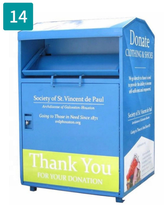 1.7m Height Clothing Donation Drop Box For Charity Collection Clothes
