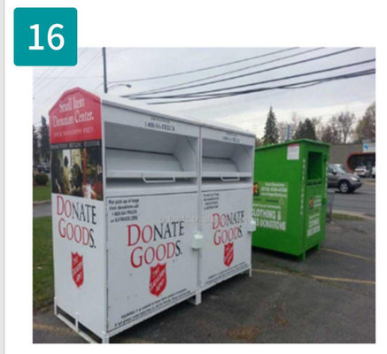 Durable Metal Clothing 1mm Donation Drop Box Bins /  Trash Cans