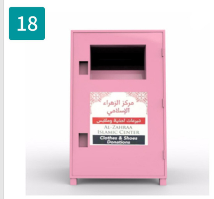 Padlock Recycling Storage Bin Old Clothes Donation Shoes Iron Square Pink